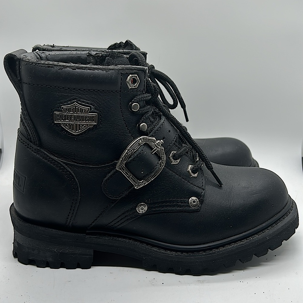 Harley-Davidson Sexy Black Leather Lace Up Moto Boots Shoes **Size 7** 🔥🔥 - Picture 4 of 11